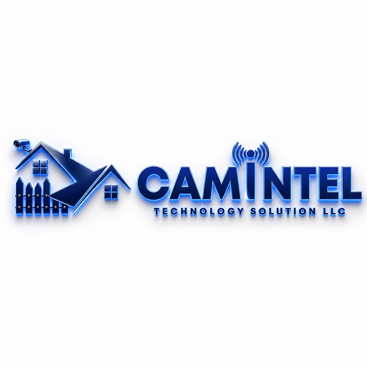 CAMINTEL Technology Solution LLC three-dimensional blue logo